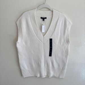 Banana Republic Cream Fisherman V-Neck Sweater Vest XS/S